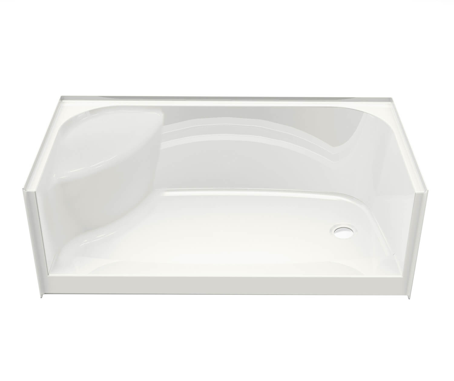 Essence base 3060 AcrylX Alcove Shower Base with Center Drain in White - Plumbing Market