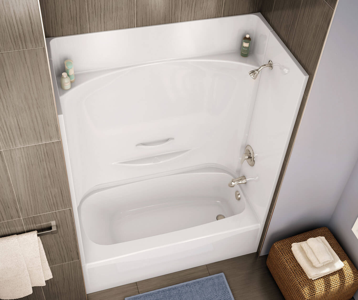 Essence TS-6030 AcrylX Alcove Left-Hand Drain Four-Piece Tub Shower in White - Plumbing Market