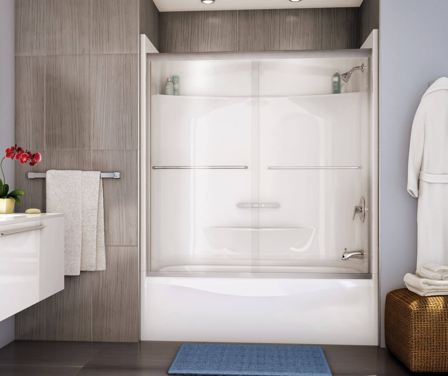 Essence TS-6030 AcrylX Alcove Left-Hand Drain Four-Piece Tub Shower in White - Plumbing Market