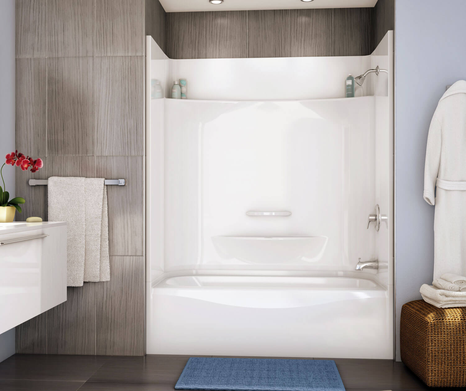 Essence TS-6030 AcrylX Alcove Left-Hand Drain Four-Piece Tub Shower in White - Plumbing Market