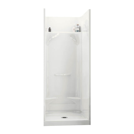 Essence SH-3232 AcrylX Alcove Center Drain Four-Piece Shower in White - Plumbing Market