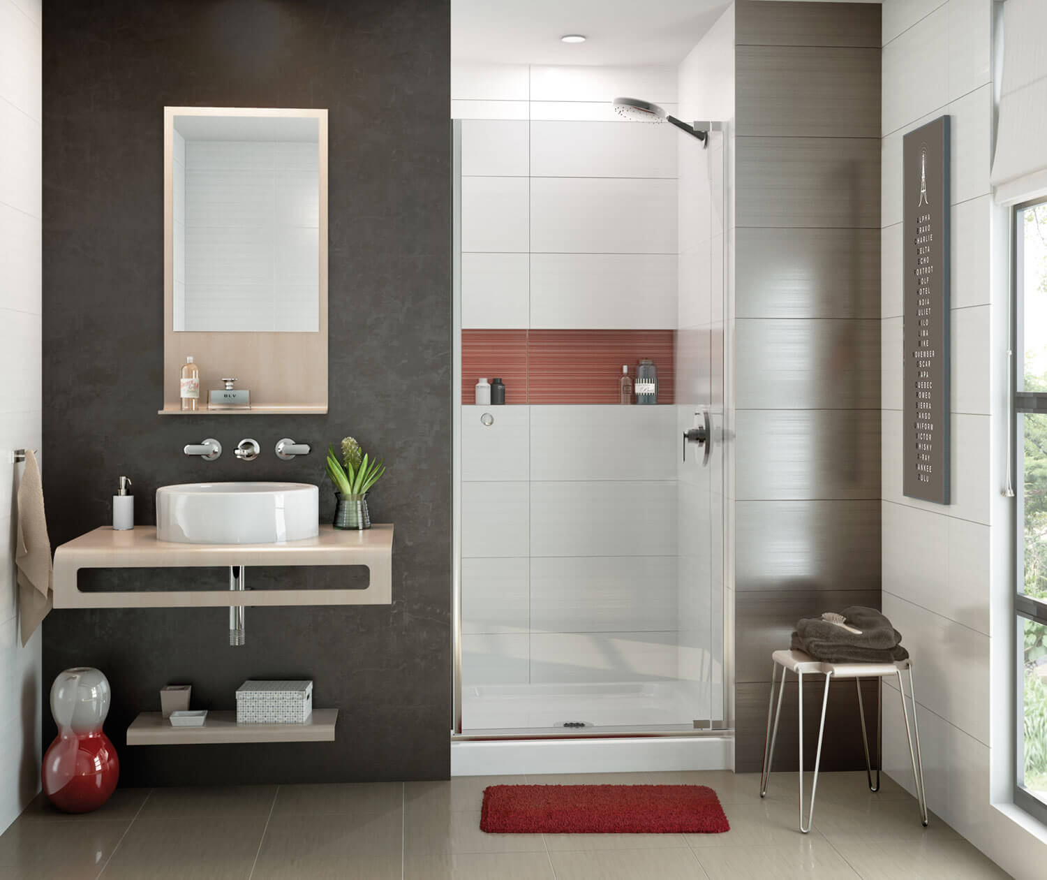 Essence SH-3232 AcrylX Alcove Center Drain Four-Piece Shower in White - Plumbing Market