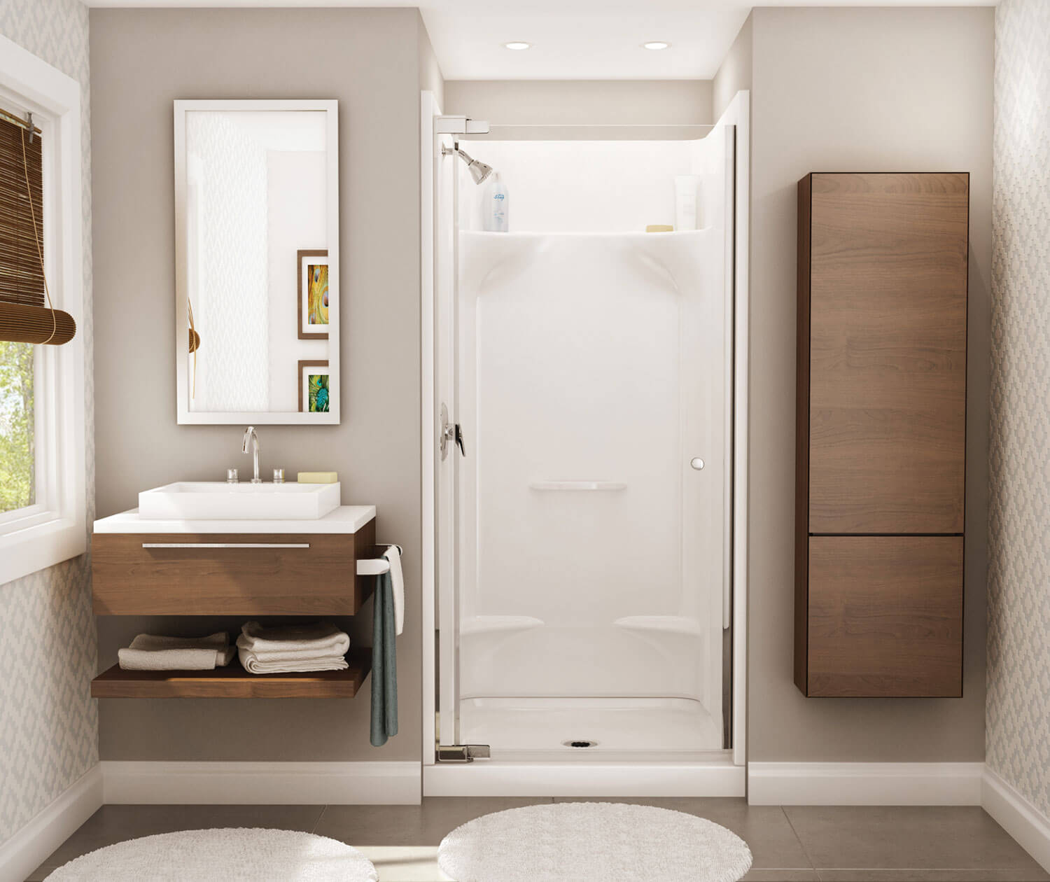 Essence SH-3636 AcrylX Alcove Center Drain Four-Piece Shower in White - Plumbing Market