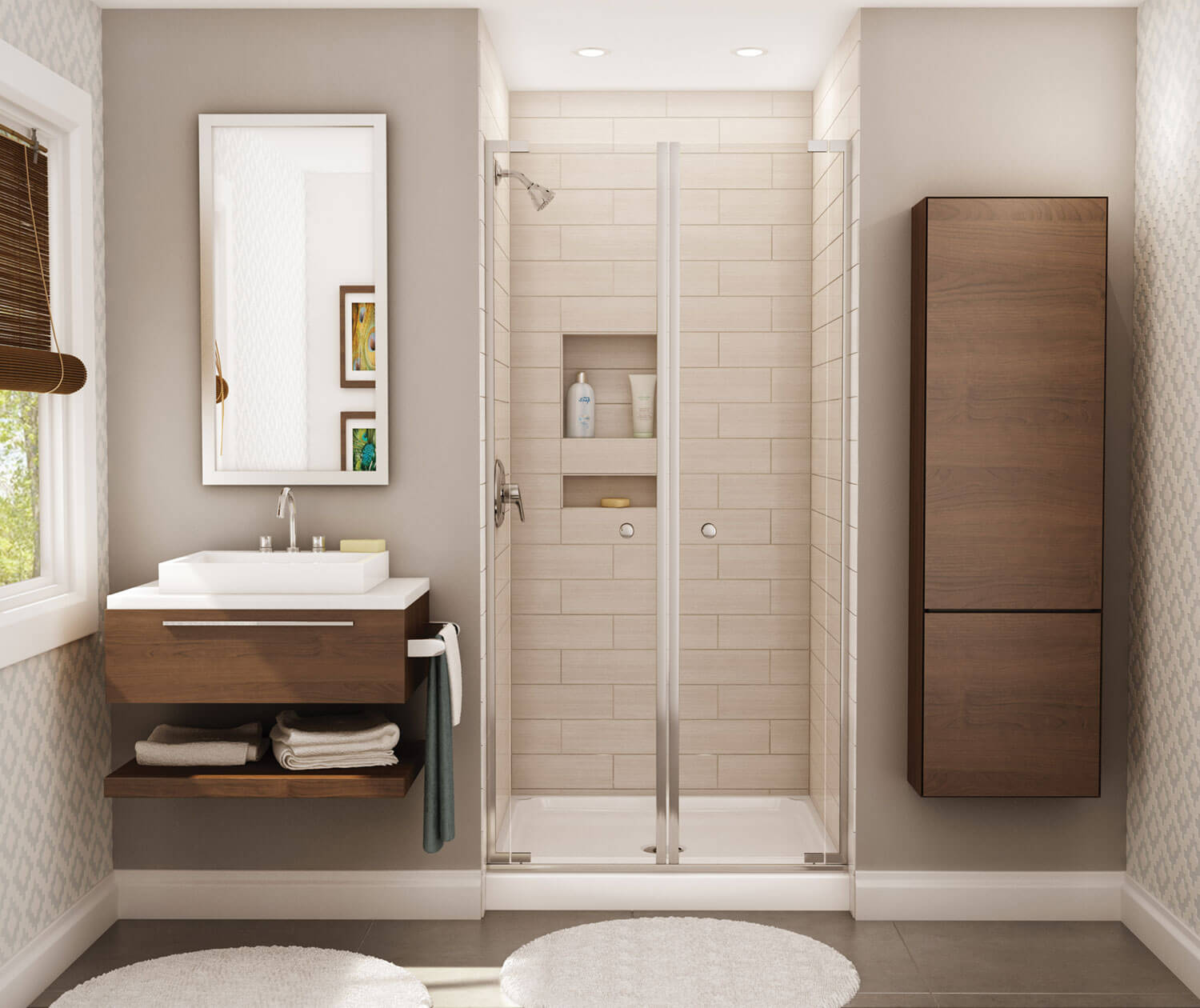 Essence SH-3636 AcrylX Alcove Center Drain Four-Piece Shower in White - Plumbing Market
