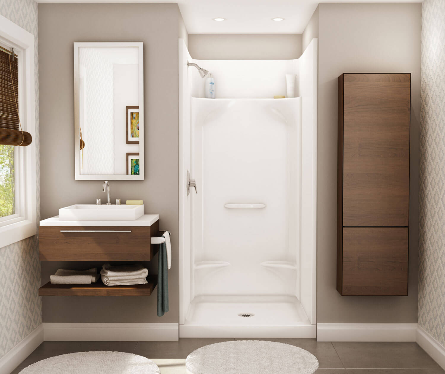 Essence SH-3636 AcrylX Alcove Center Drain Four-Piece Shower in White - Plumbing Market