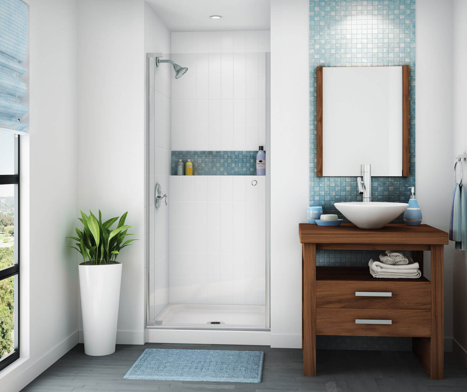 Essence Base 3636 AcrylX Alcove Shower Base with Center Drain in White - Plumbing Market