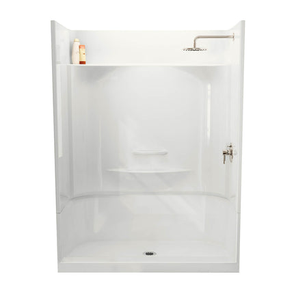 Essence SH-6030 AcrylX Alcove Center Drain Four-Piece Shower in White - Plumbing Market