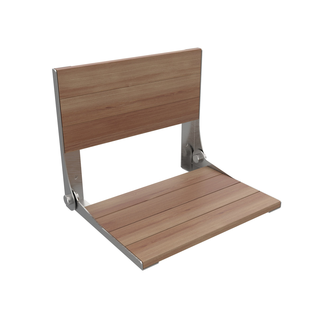 Maax 18 in x 12 in Rectangular Fold-Up Seat in Teak Wood with Satin Finish for Frontal Installation