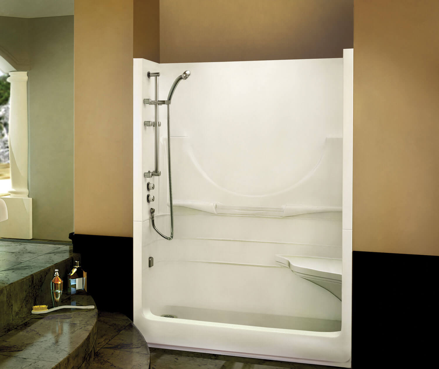 Allegro II 59 x 33 Acrylic Alcove Right-Hand Drain Two-Piece Shower in White - Plumbing Market