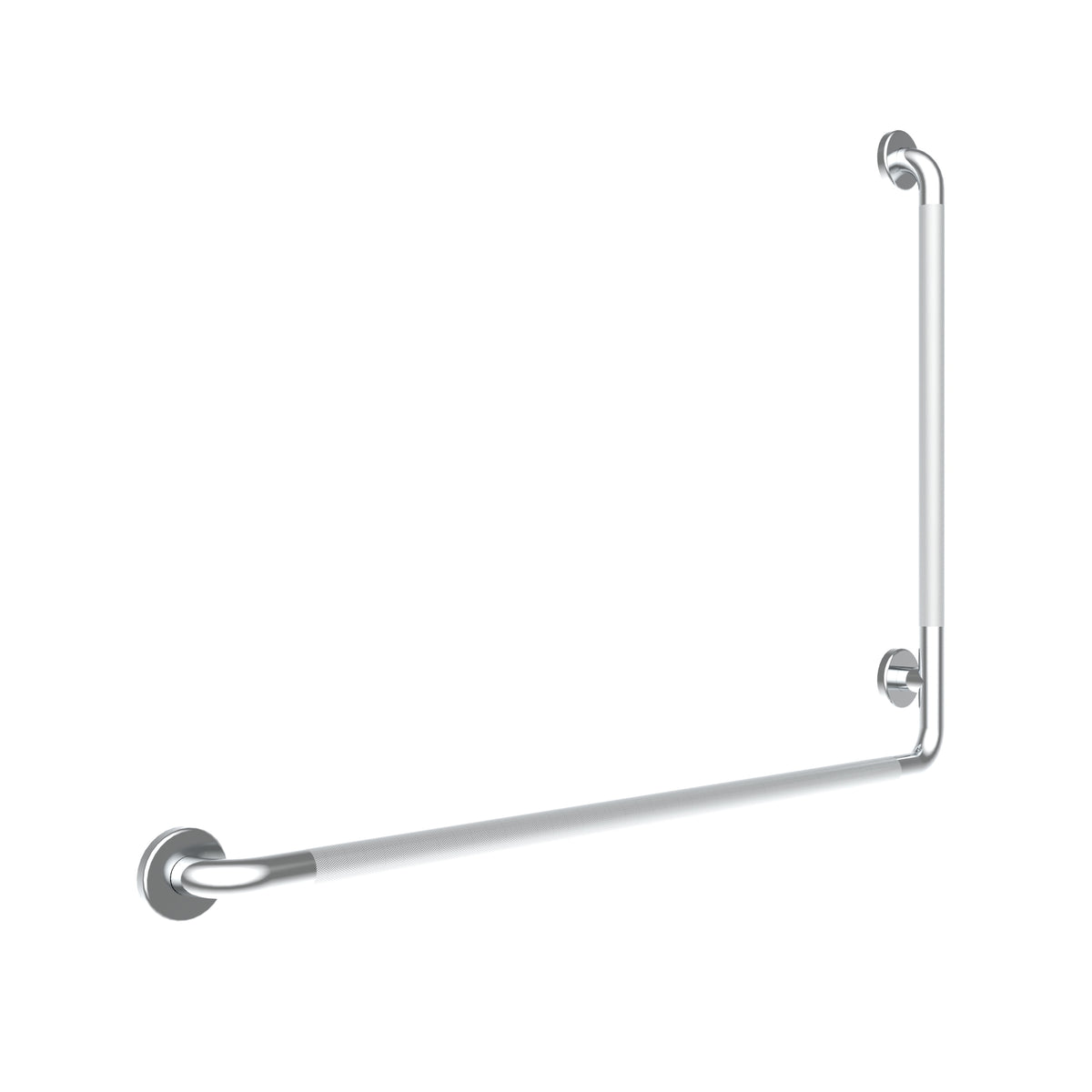 Maax 30 in x 40 in Left L-Shaped Peened Grab Bar with Flange in Chrome