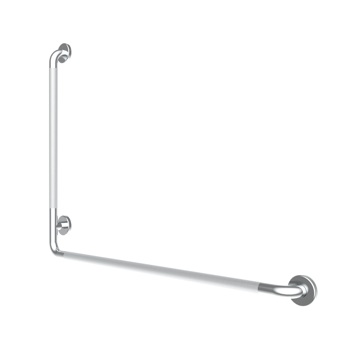 Maax 30 in x 40 in Right L-Shaped Peened Grab Bar with Flange in Chrome