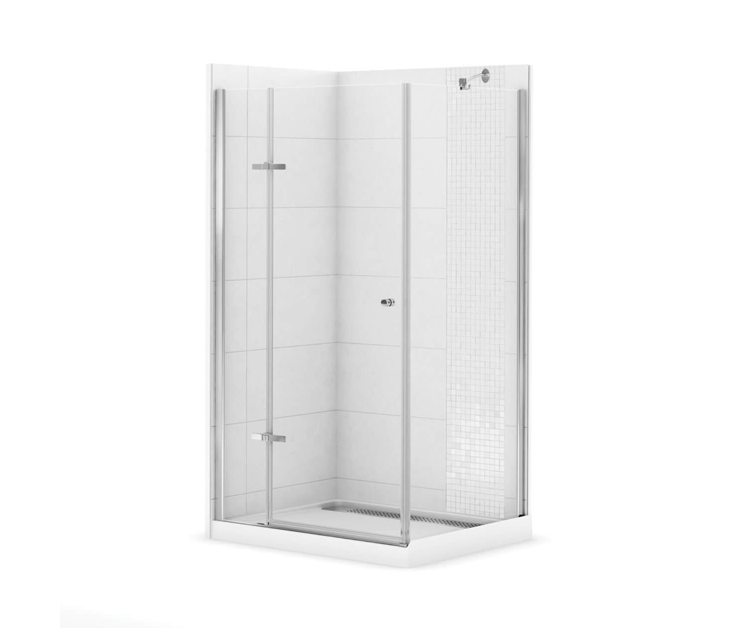 Maax Athena 34 x 42 Acrylic Center Drain Shower Kit in White with Clear glass  in Chrome 300008-900-084-000 - Plumbing Market