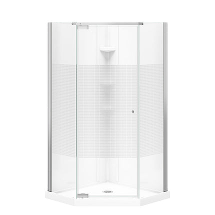 Maax Begonia Carbon 36 x 36 Polystyrene Center Drain Shower Kit in White with Carbon glass  in Chrome 300012-000-129-104 - Plumbing Market