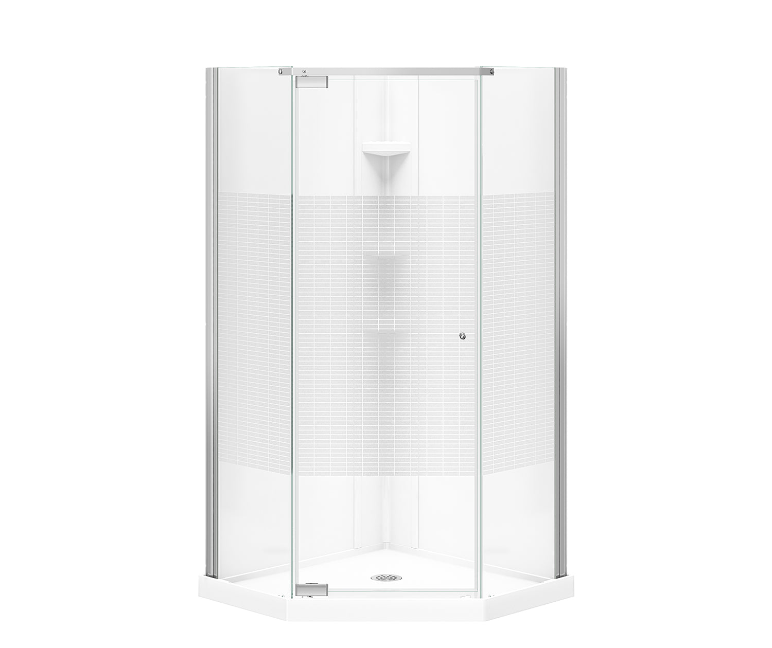 Maax Begonia Carbon 36 x 36 Polystyrene Center Drain Shower Kit in White with Carbon glass  in Chrome 300012-000-129-104 - Plumbing Market