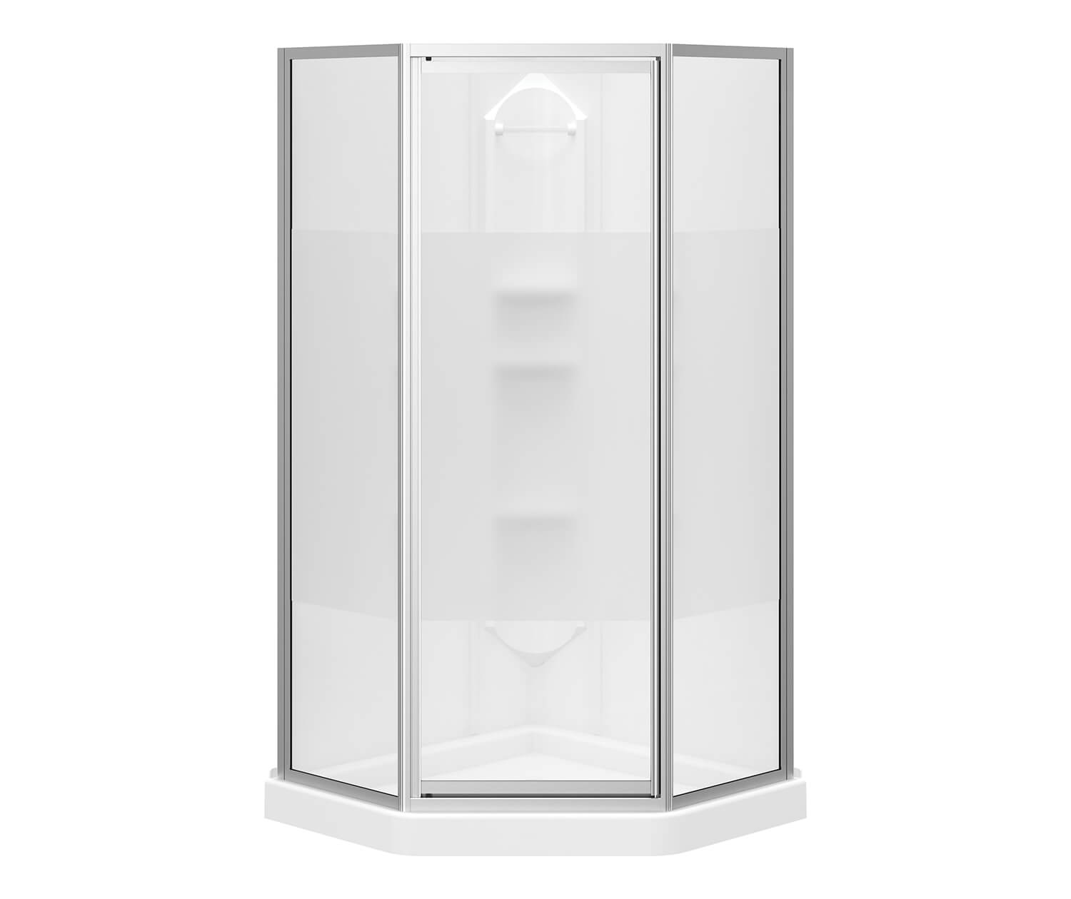 Maax Orchid 38 x 38 Polystyrene Center Drain Shower Kit in White with Centre Silk glass  in Matte Black 300022-000-129-103 - Plumbing Market