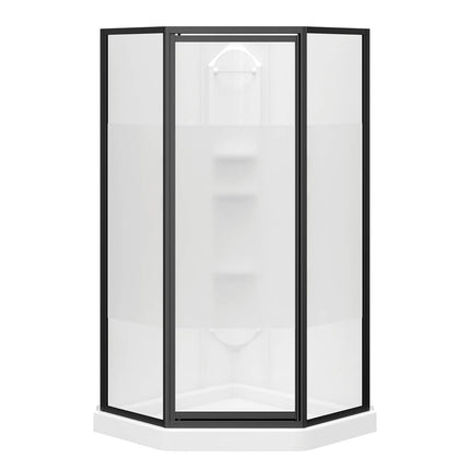 Maax Orchid 38 x 38 Polystyrene Center Drain Shower Kit in White with Centre Silk glass  in Chrome 300022-000-129-102 - Plumbing Market