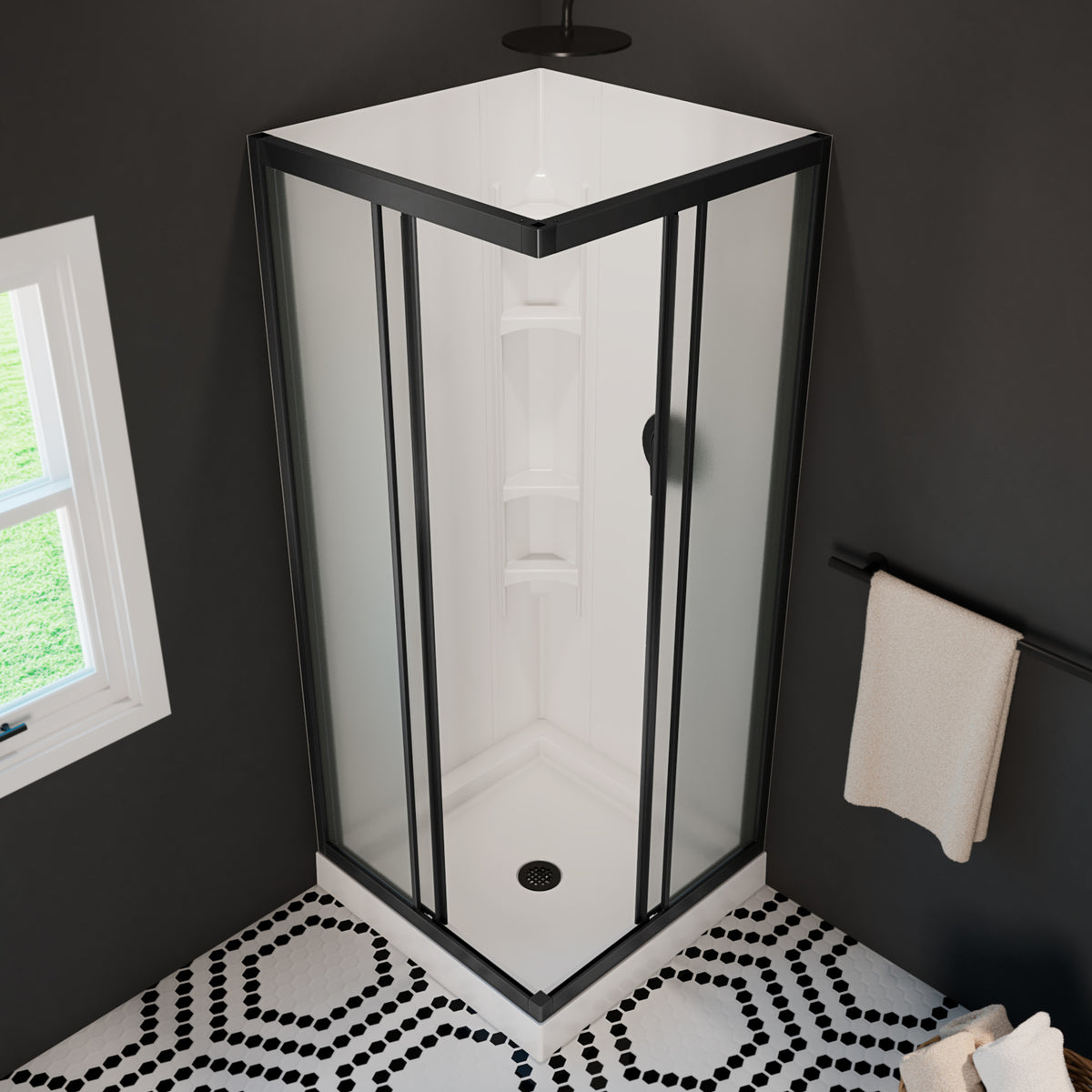 Maax 32 Mediterranean III 32 x 32 Polystyrene Center Drain Shower Kit in White - image 10