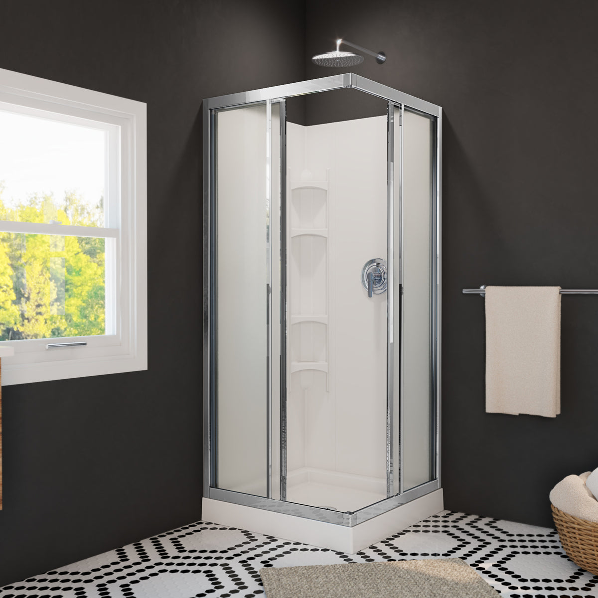 Maax 32 Mediterranean III 32 x 32 Polystyrene Center Drain Shower Kit in White - image 2
