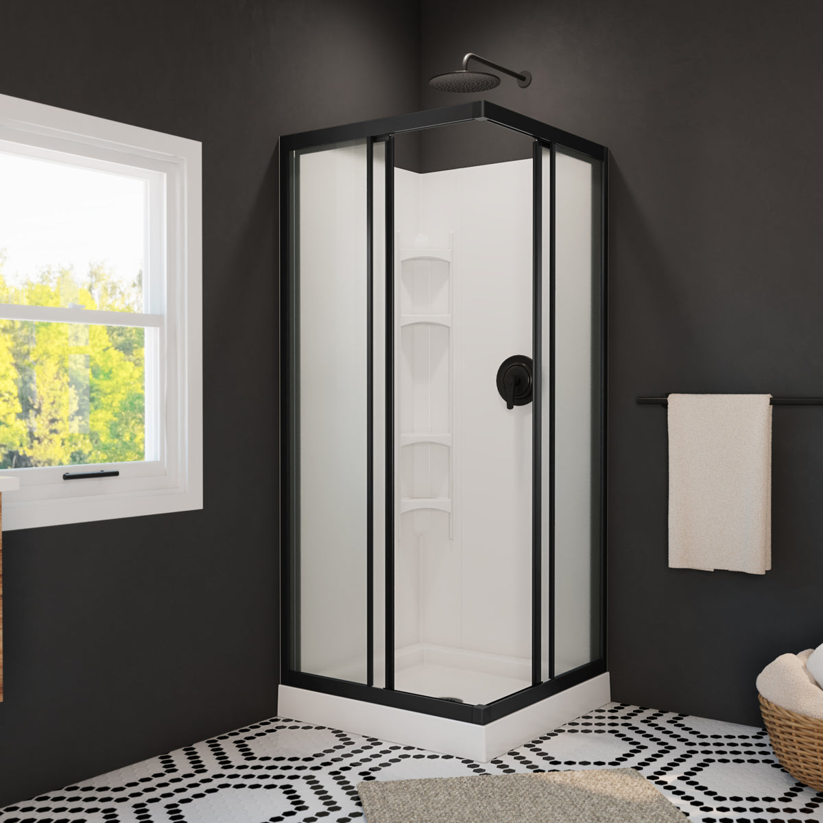 Maax 32 Mediterranean III 32 x 32 Polystyrene Center Drain Shower Kit in White - image 9