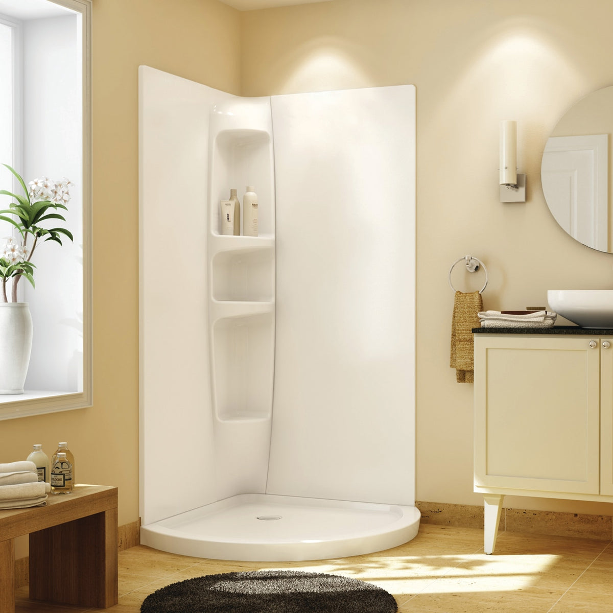 Maax 36 x 36 in Acrylic Direct-to-Stud Two-Piece Corner Shower Wall Kit in White - image 3