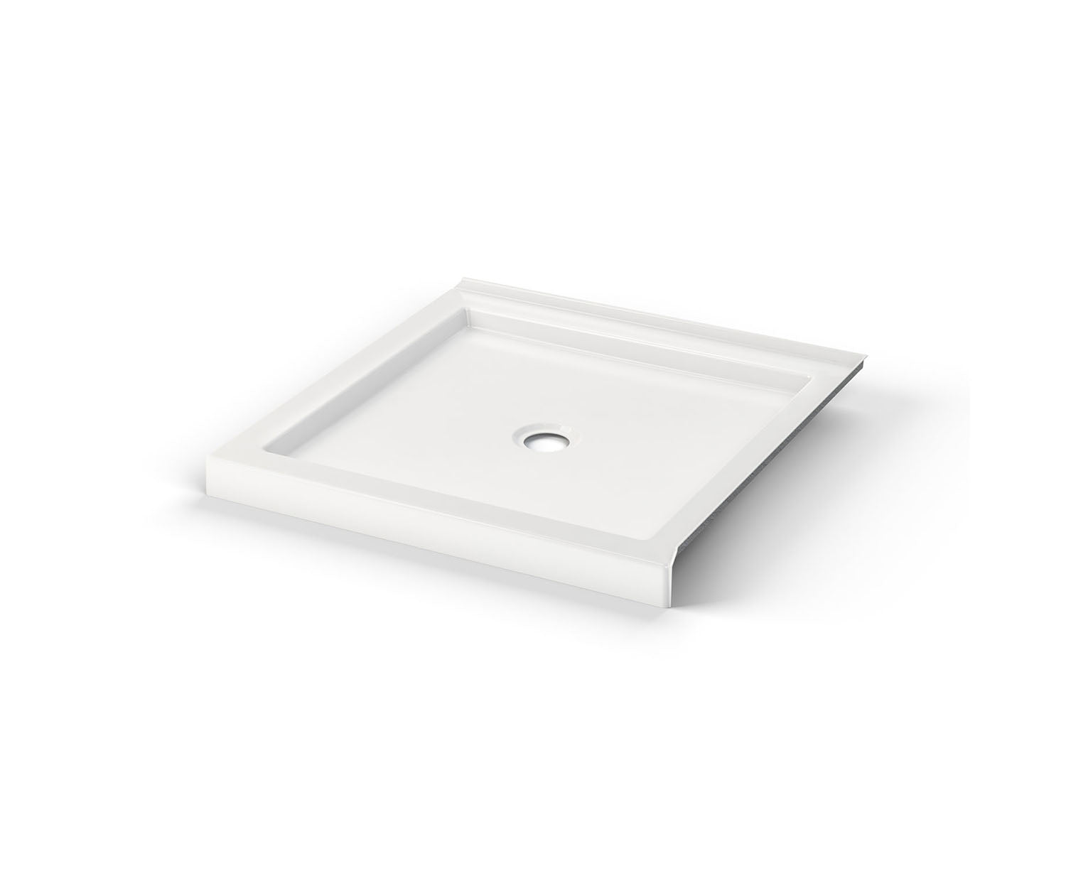 B3Round 3636 Acrylic Corner Left or Right Shower Base in White with Center Drain - Plumbing Market