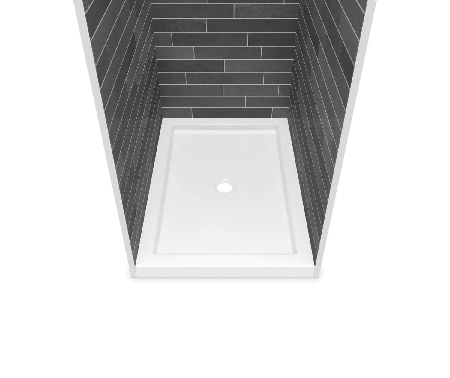 B3Round 4832 Acrylic Alcove Shower Base in White with Center Drain - Plumbing Market