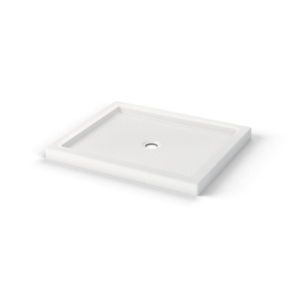 B3Round 4842 Acrylic Alcove Shower Base in White with Anti-slip Bottom with Center Drain - Plumbing Market