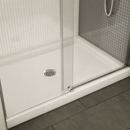 B3Round 4836 Acrylic Alcove Shower Base in White with Center Drain - Plumbing Market