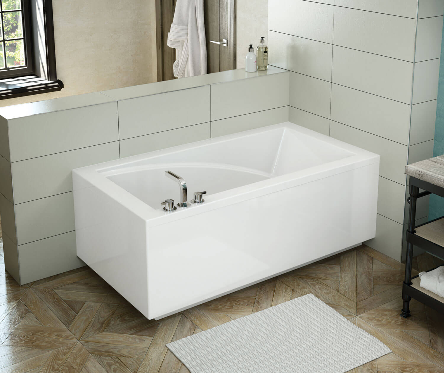 ModulR 6032 (With Armrests) Acrylic Corner Right Left-Hand Drain Bathtub in White - Plumbing Market