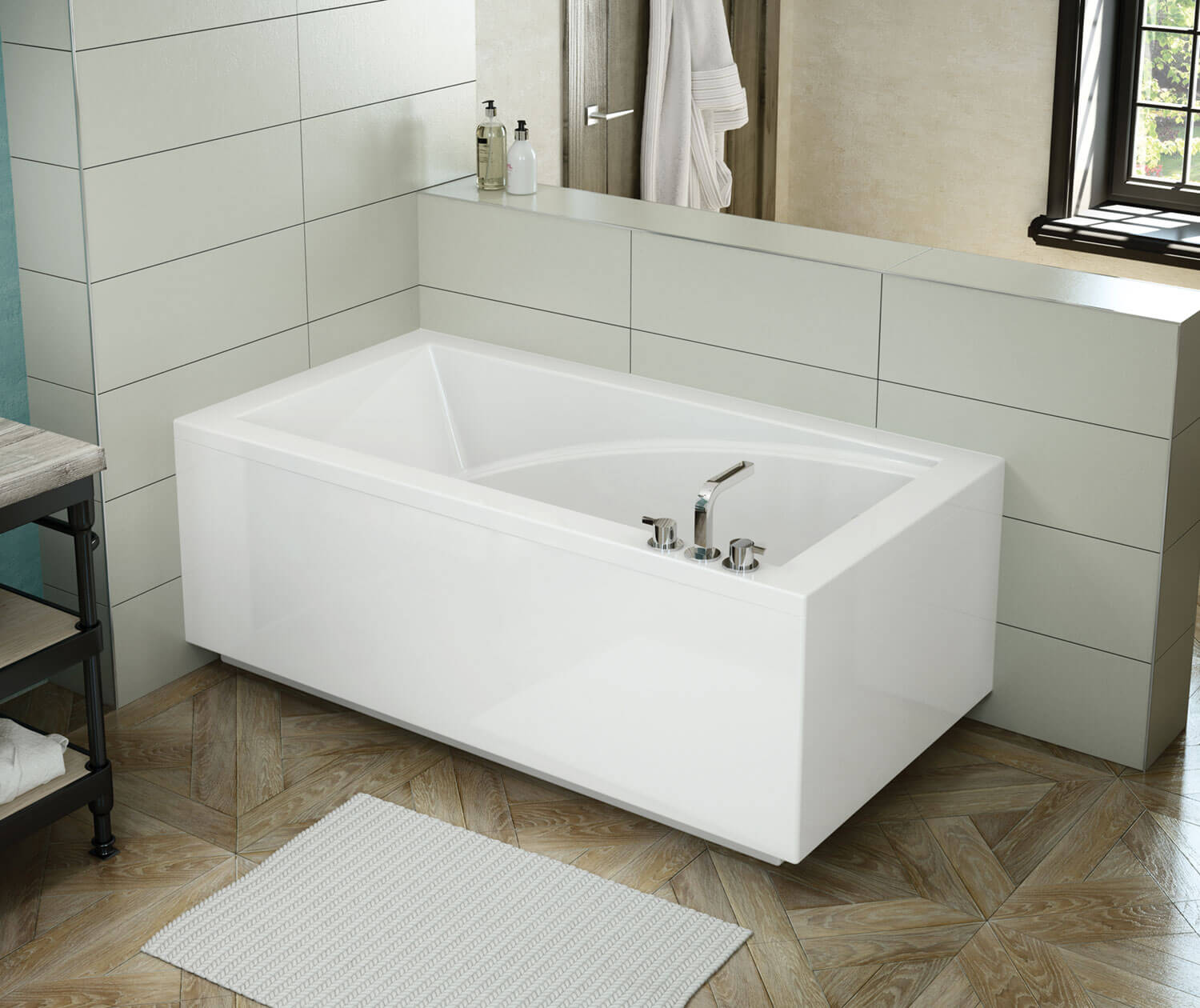 ModulR 6032 (With Armrests) Acrylic Corner Left Left-Hand Drain Bathtub in White - Plumbing Market