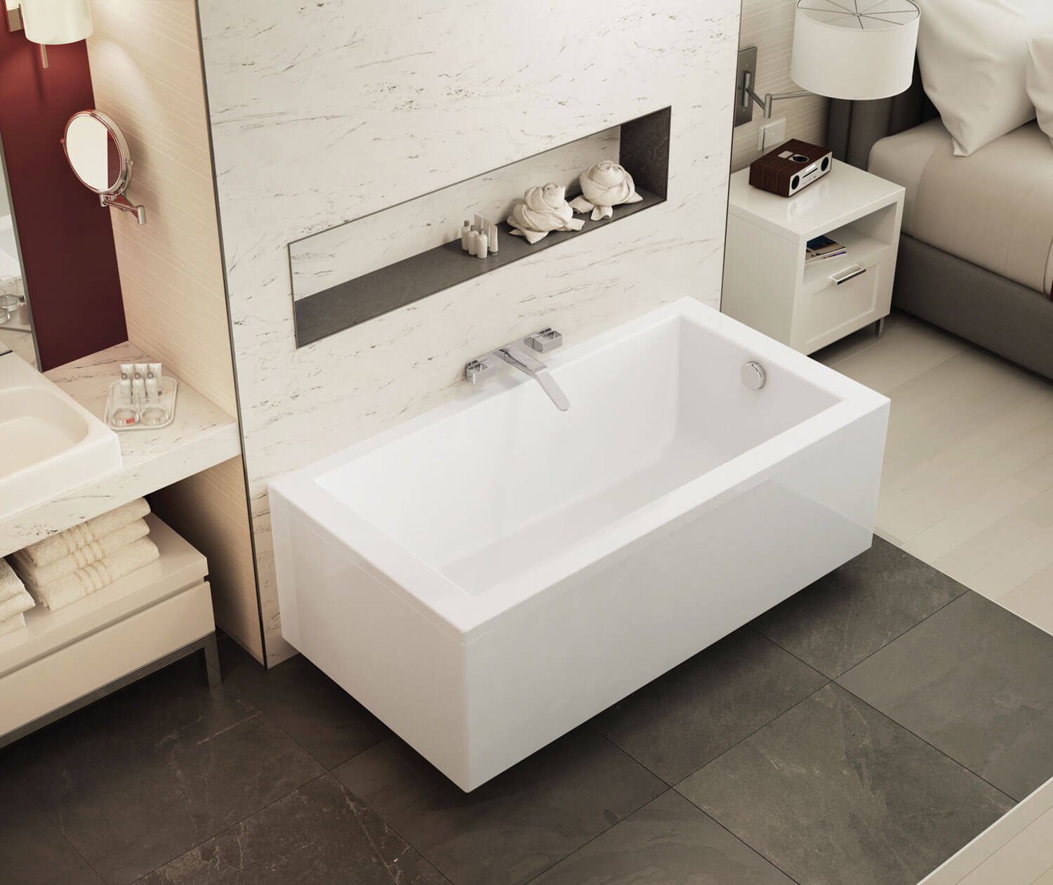 ModulR 6032 (Without Armrests) Acrylic Wall Mounted Left-Hand Drain Bathtub in White - Plumbing Market