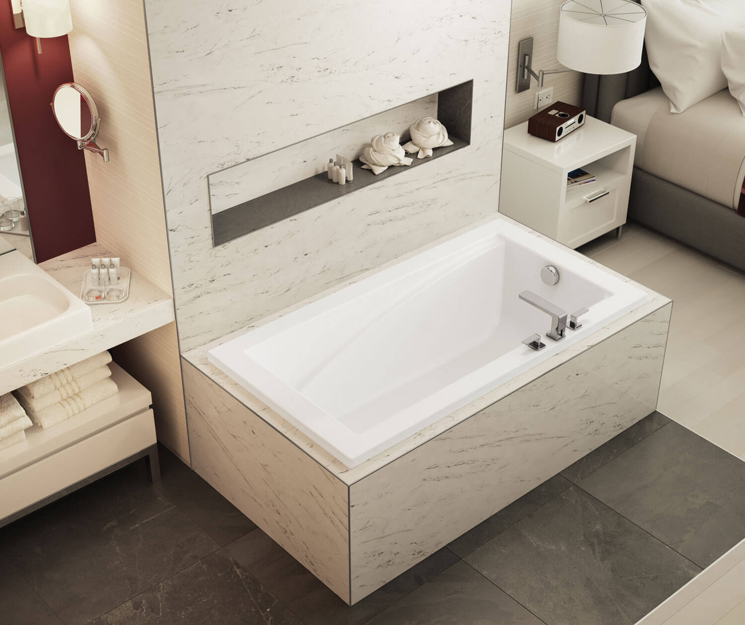 ModulR 6032 (With Armrests) Acrylic Drop-in End Drain Bathtub in White - Plumbing Market