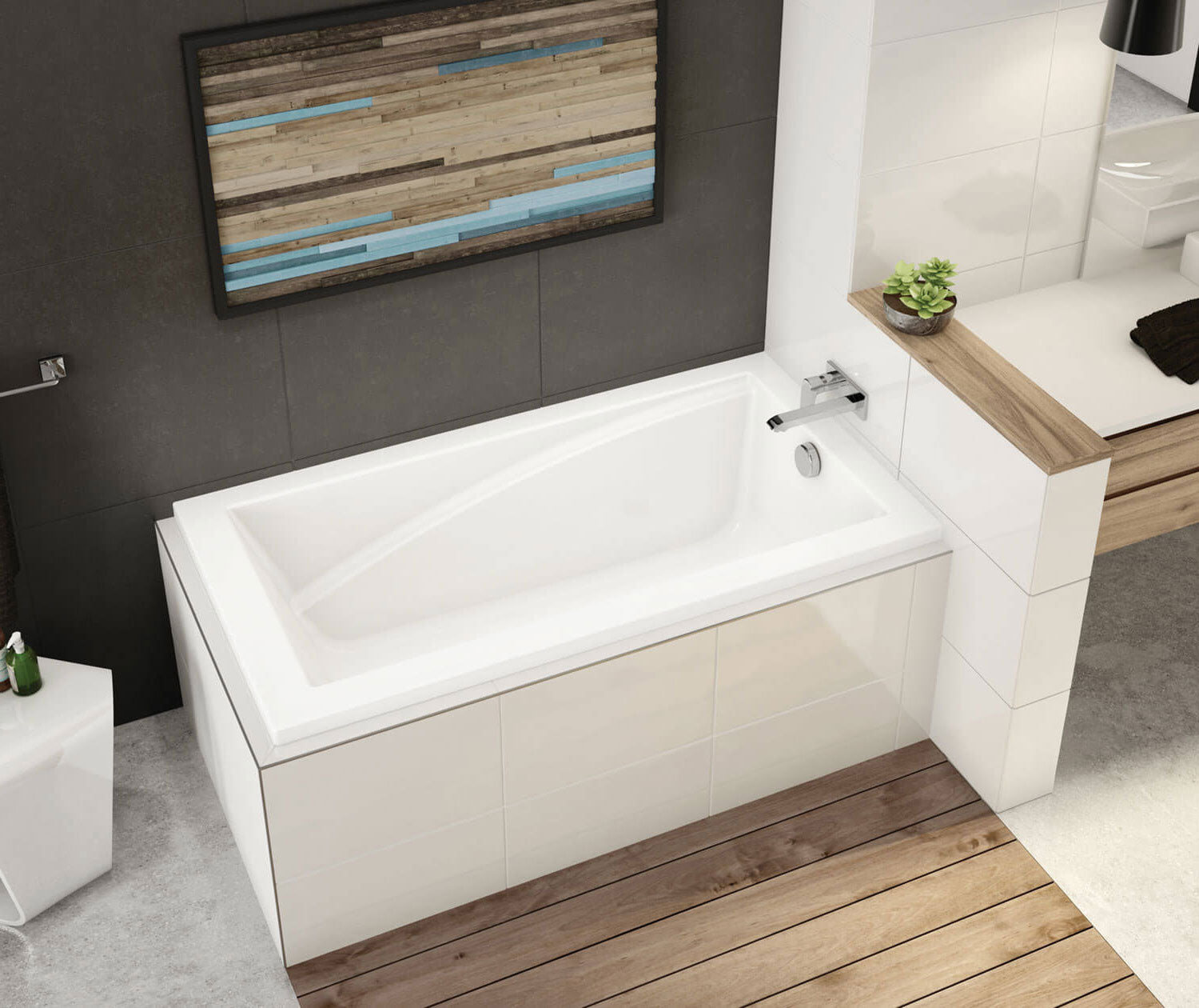 ModulR 6032 IF (With Armrests) Acrylic Corner Right Left-Hand Drain Bathtub in White - Plumbing Market