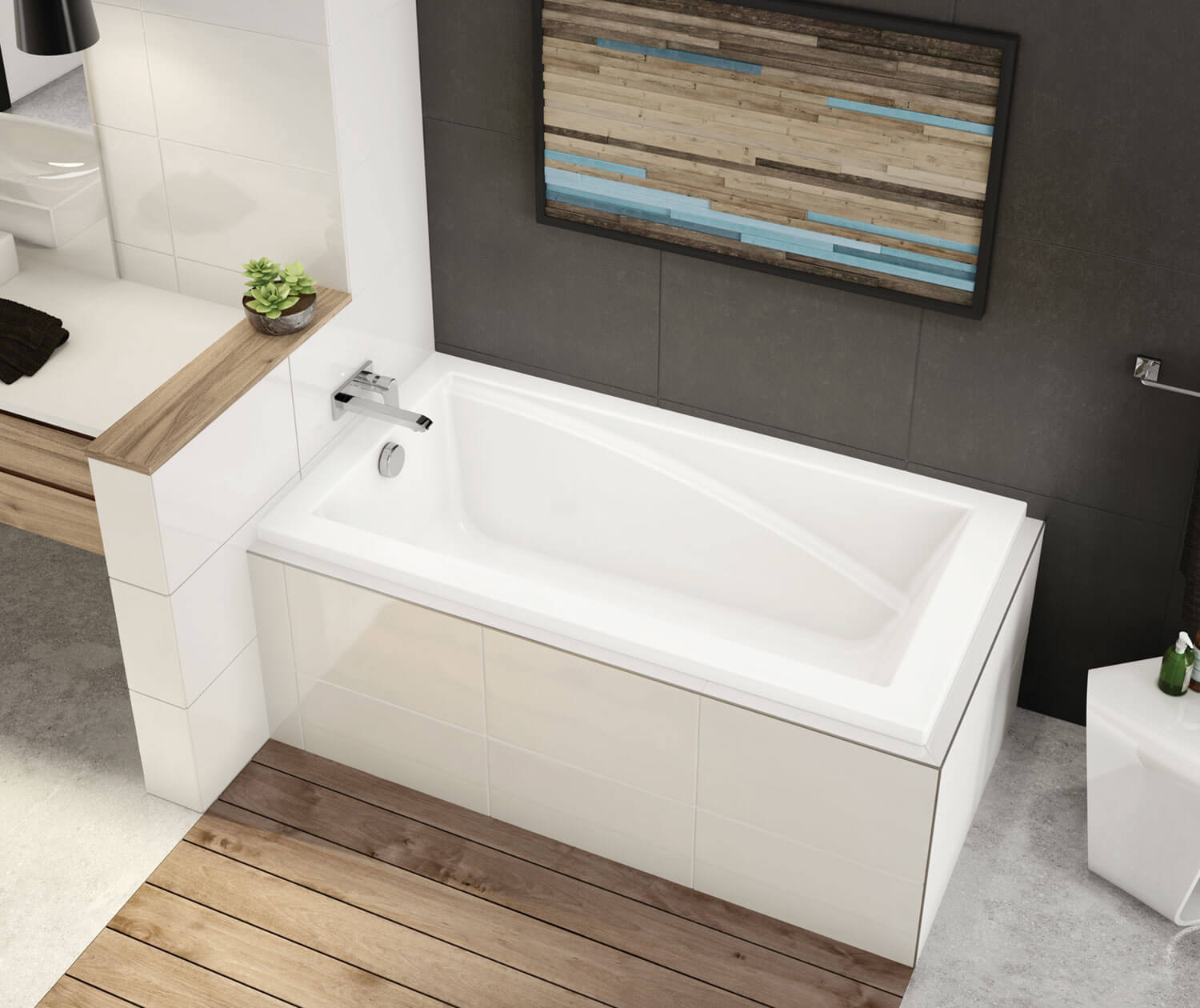 ModulR 6032 IF (With Armrests) Acrylic Corner Left Left-Hand Drain Bathtub in White - Plumbing Market