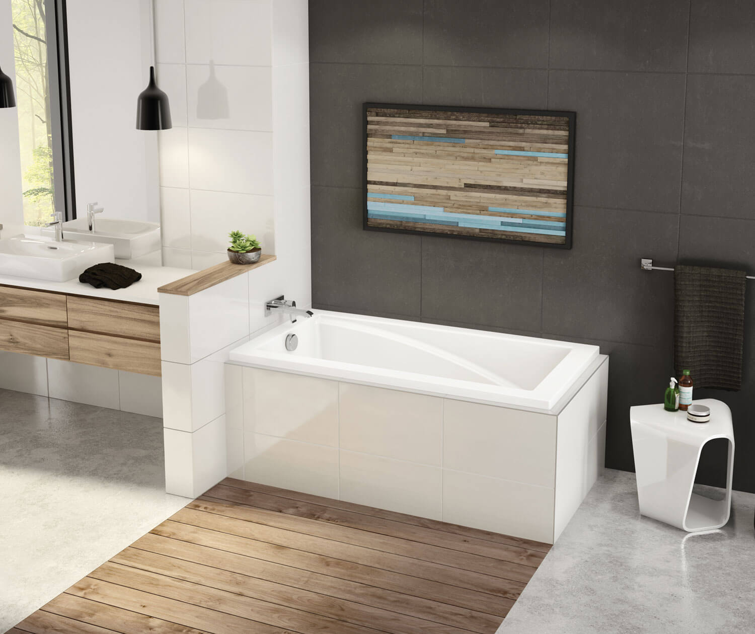 ModulR 6032 IF (With Armrests) Acrylic Corner Left Left-Hand Drain Bathtub in White - Plumbing Market