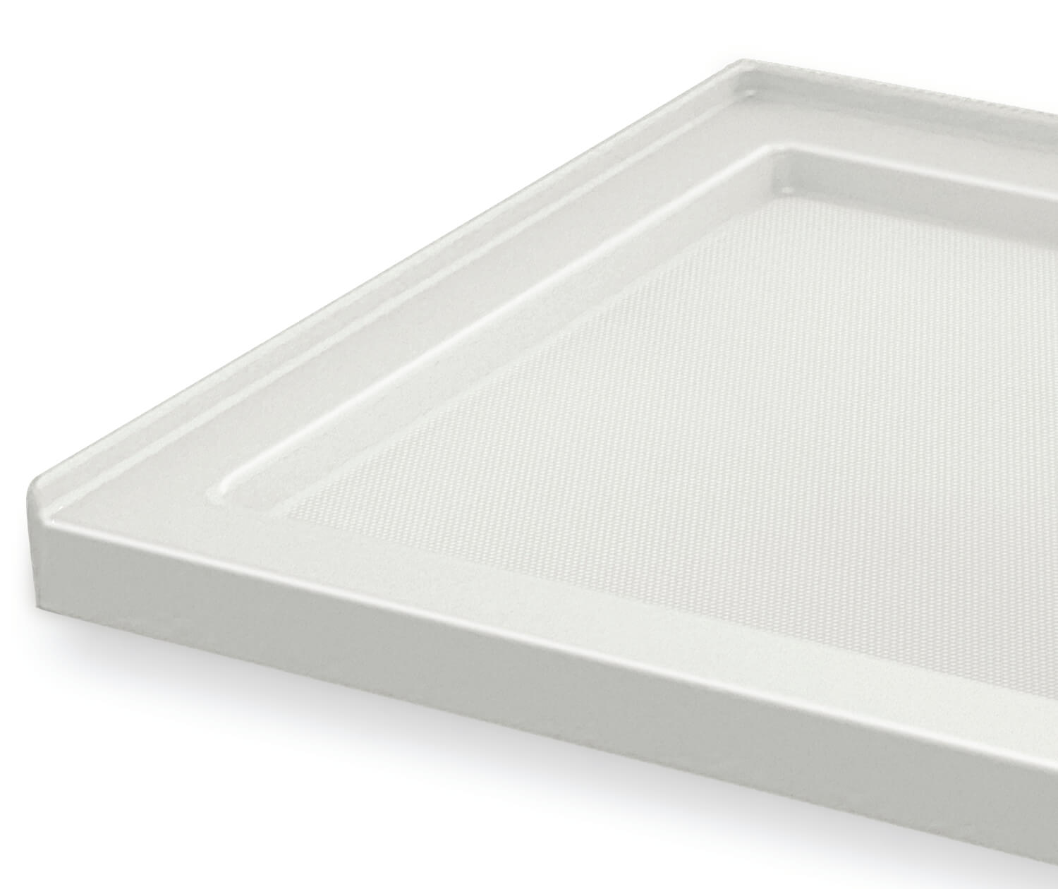 B3Round 6034 Acrylic Alcove Shower Base in White with Anti-slip Bottom with Center Drain - Plumbing Market