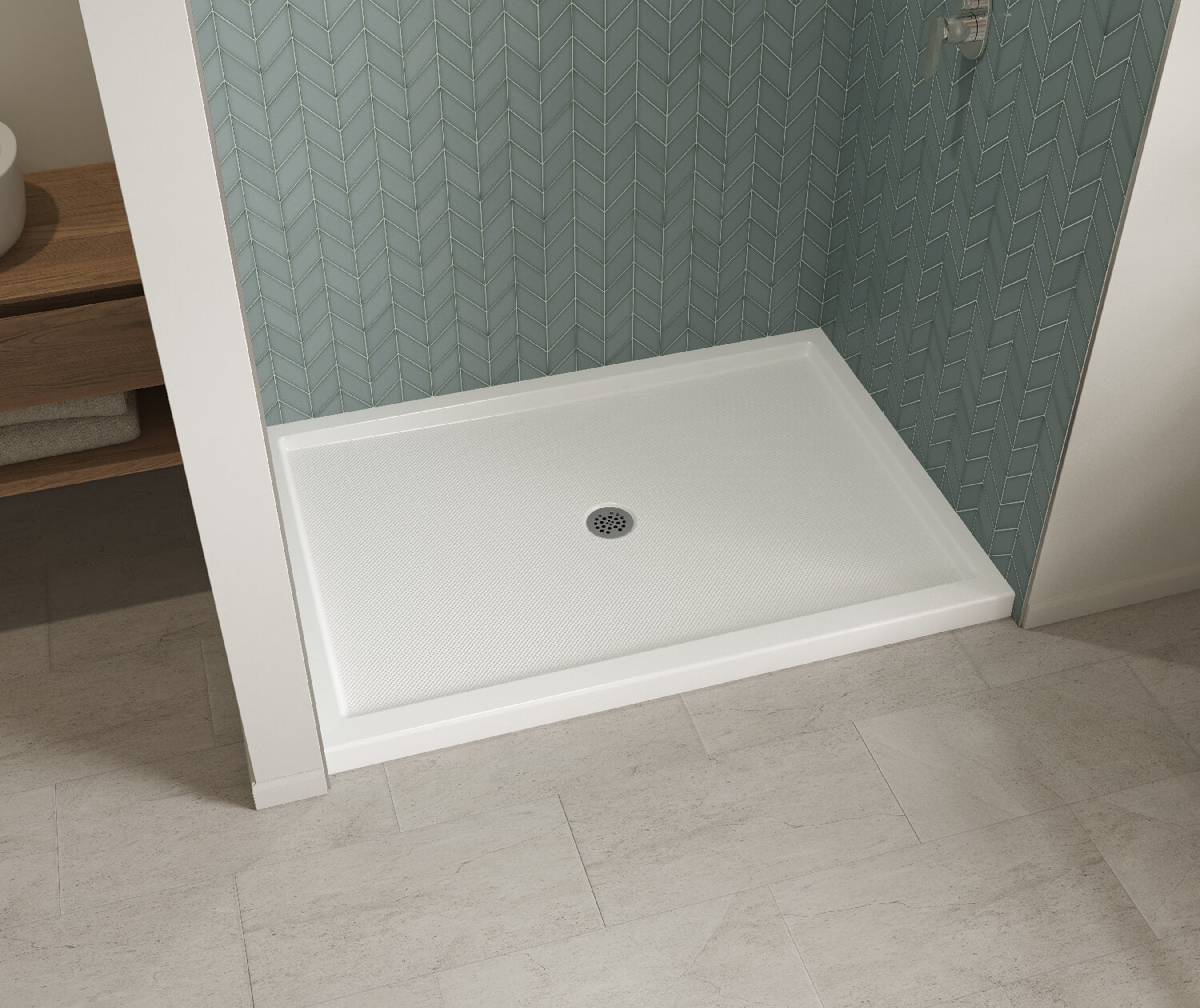 Maax B3Round 6042 Acrylic Alcove Shower Base in White with Anti-slip Bottom with Center Drain 410036-541-001-000 - Plumbing Market