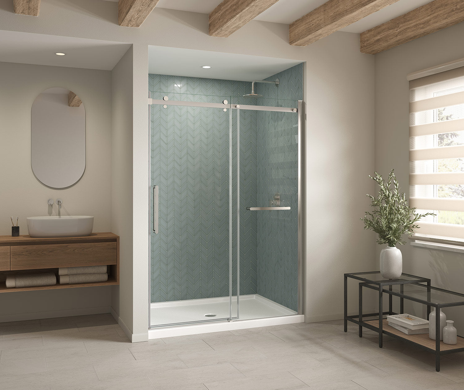 Maax B3Round 6042 Acrylic Alcove Shower Base in White with Anti-slip Bottom with Center Drain 410036-541-001-000 - Plumbing Market