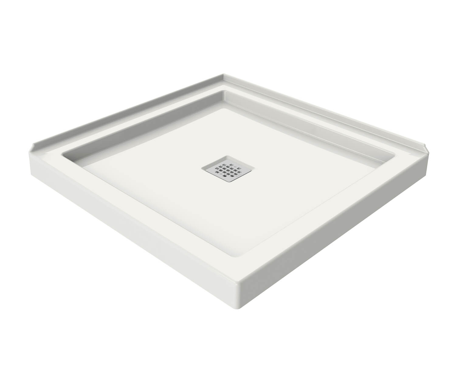 B3Square 3636 Acrylic Corner Left or Right Shower Base in White with Center Drain - Plumbing Market