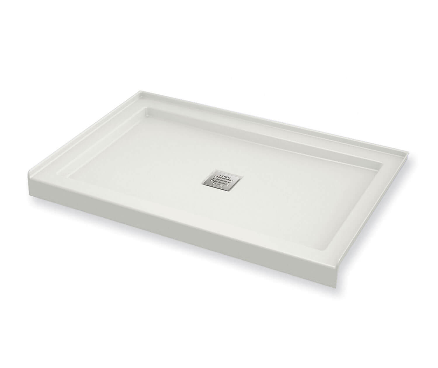 B3Square 4832 Acrylic Alcove Shower Base in White with Center Drain - Plumbing Market