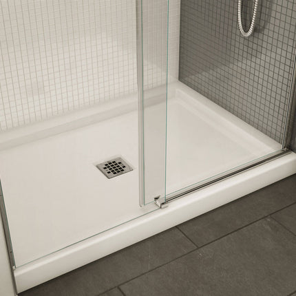 B3Square 4836 Acrylic Alcove Shower Base in White with Center Drain - Plumbing Market