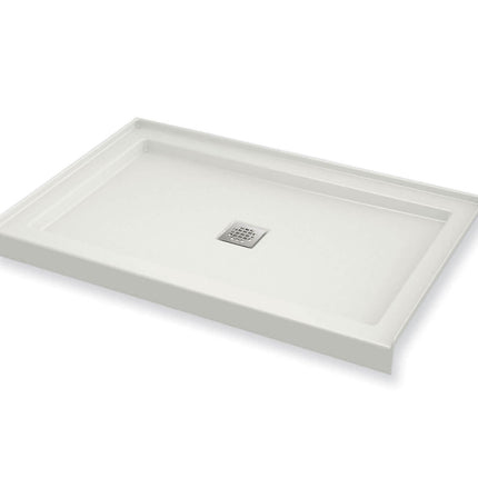 B3Square 4836 Acrylic Alcove Shower Base in White with Center Drain - Plumbing Market