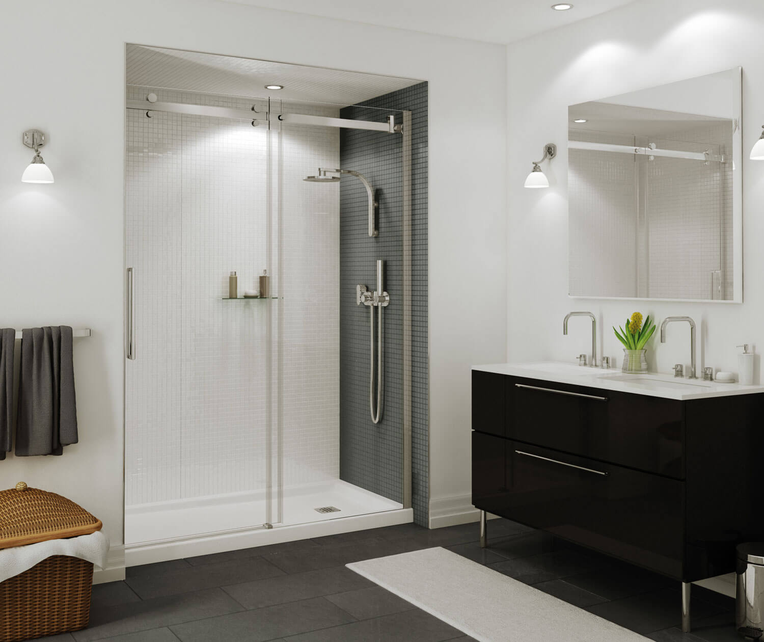B3Square 6032 Acrylic Alcove Shower Base in White with Left-Hand Drain - Plumbing Market