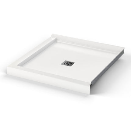 B3X 3636 Acrylic Corner Left or Right Shower Base with Center Drain in White - Plumbing Market