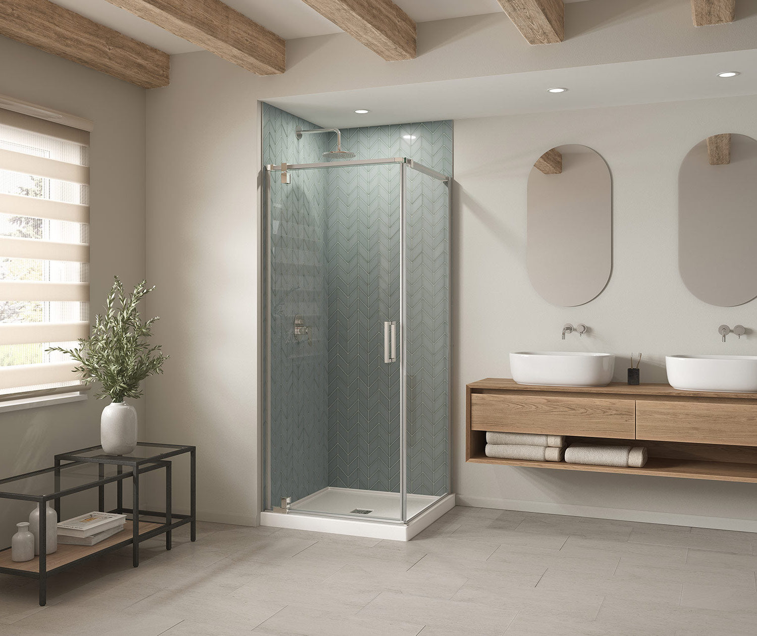 B3X 3636 Acrylic Corner Left or Right Shower Base with Center Drain in White - Plumbing Market