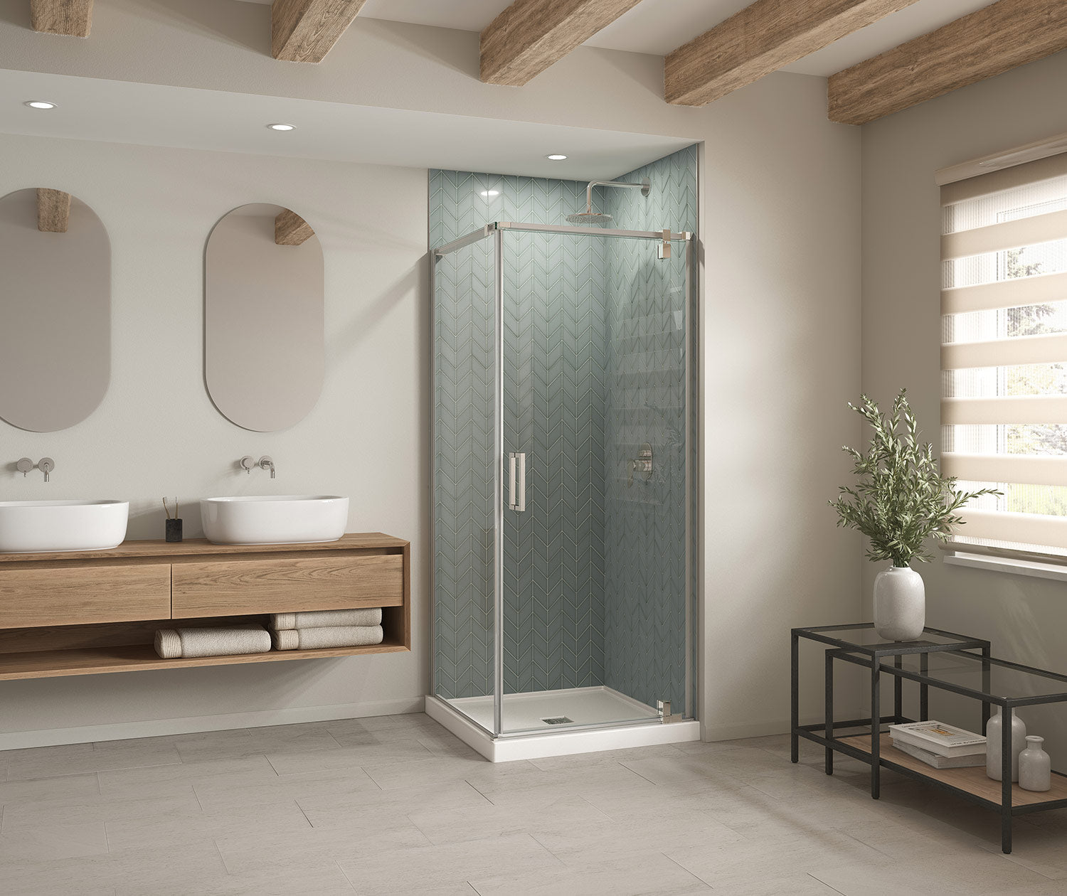 B3X 3636 Acrylic Corner Left or Right Shower Base with Center Drain in White - Plumbing Market