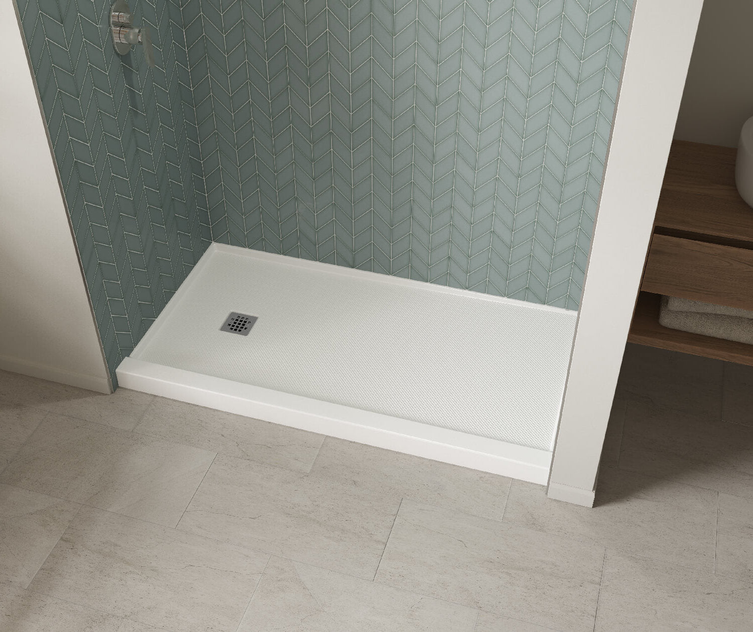 B3X 6032 Acrylic Alcove Shower Base with Left-Hand Drain in White - Plumbing Market
