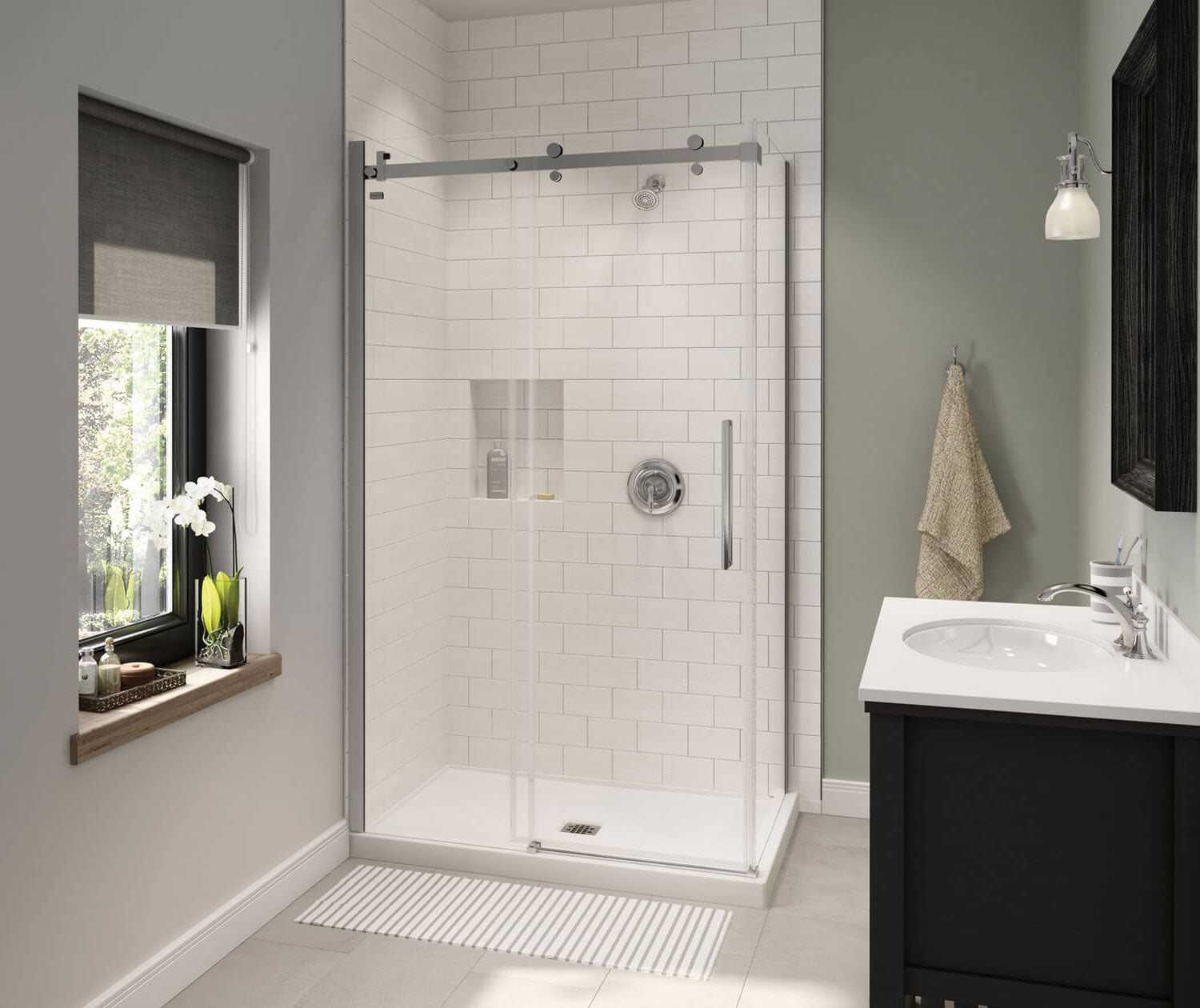 B3X 4836 Acrylic Corner Left Shower Base with Center Drain in White - Plumbing Market