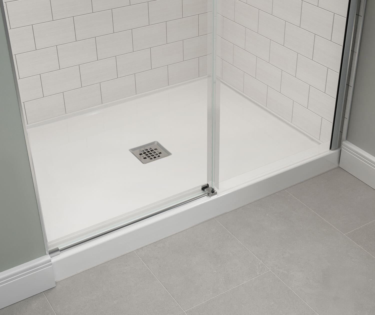 B3X 4836 Acrylic Alcove Shower Base with Center Drain in White - Plumbing Market