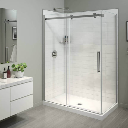 B3X 6036 Acrylic Corner Left Shower Base with Center Drain in White - Plumbing Market